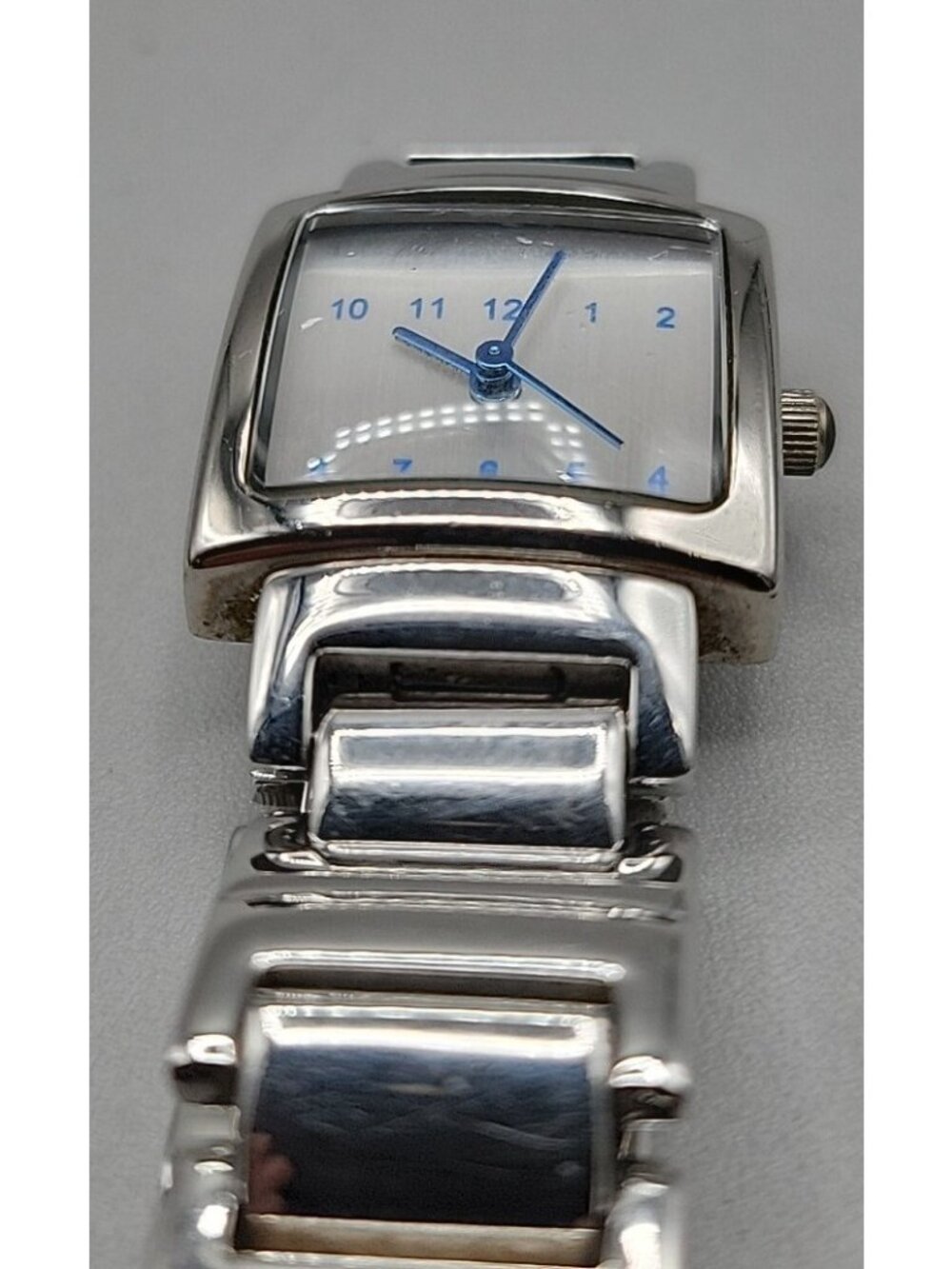 Vintage Android USA OKO Designs Square Silver Tone Women's Watch 22mm 6.5" 1990s - Picture 16 of 16